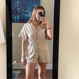 Linen button down romper